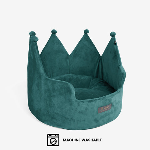 Crown Dog & Cat Bed Cloud Prive Collection - Royal Green
