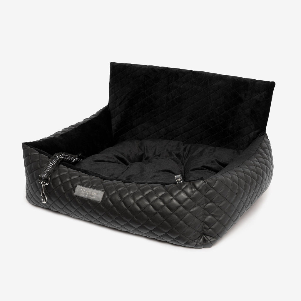 Dog Car Seat Bed Vegan Leather Prive Collection - Black