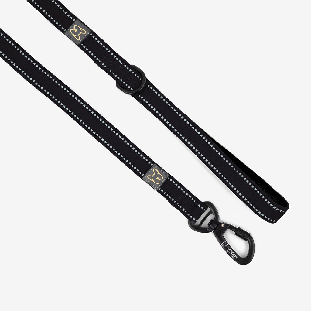 Anti-Push Sport Dog Leash with Neoprene Handle - Black