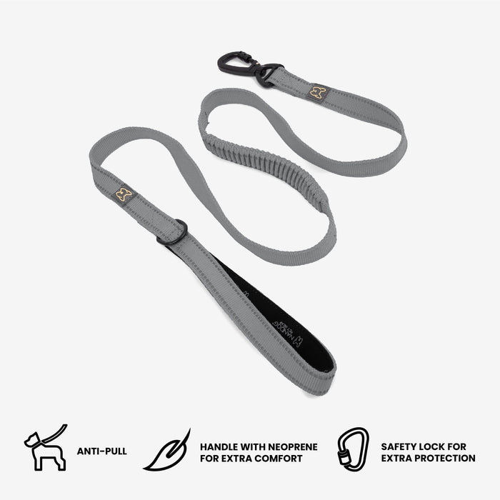 Anti-Push Sport Dog Leash with Neoprene Handle - Gray