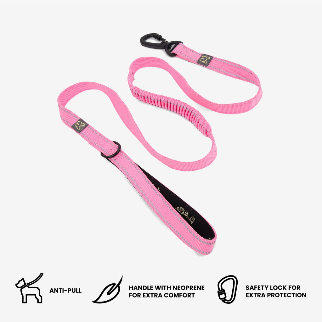 Anti-Push Sport Dog Leash with Neoprene Handle - Pink
