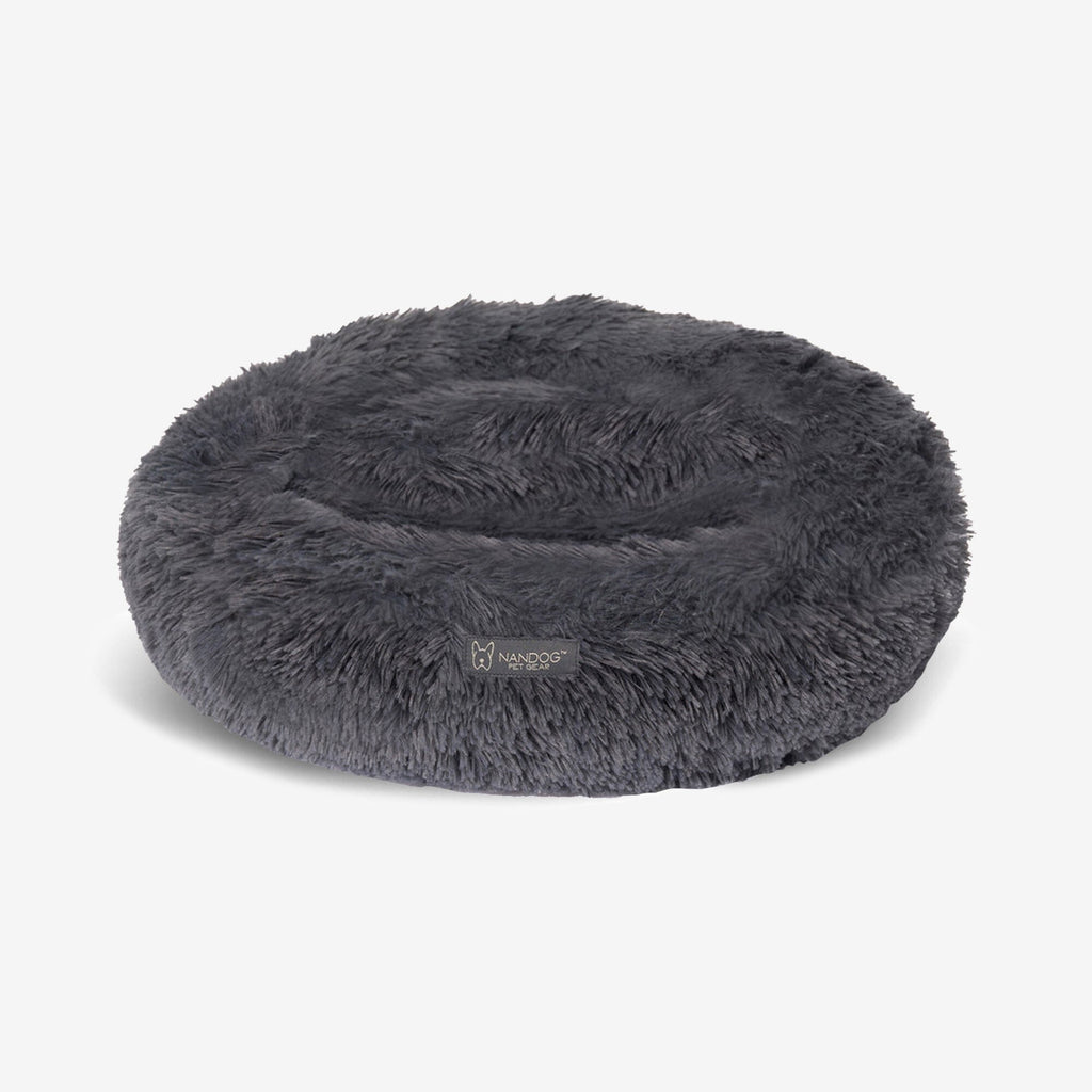 Calming Dog & Cat Shaggy Bed - Dark Gray