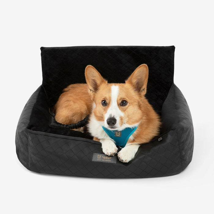 Dog Car Seat Bed Vegan Leather Prive Collection - Black