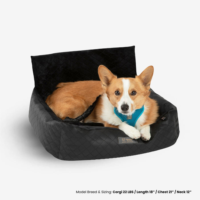 Dog Car Seat Bed Vegan Leather Prive Collection - Black