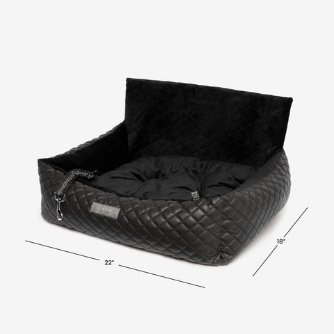 Dog Car Seat Bed Vegan Leather Prive Collection - Black