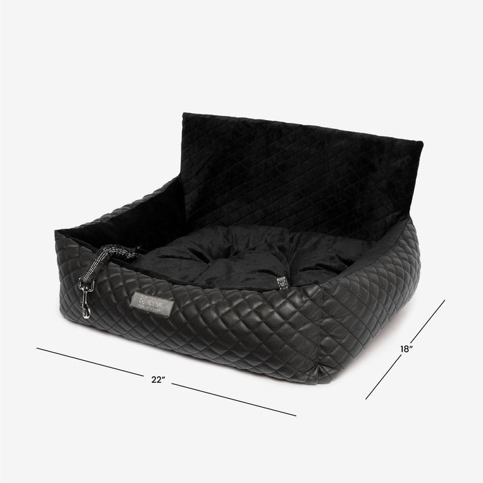 Dog Car Seat Bed Vegan Leather Prive Collection - Black