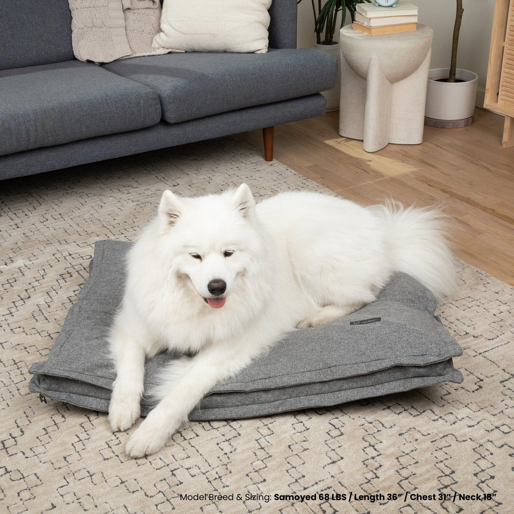 Grey Large Linen Pillow Dog Bed