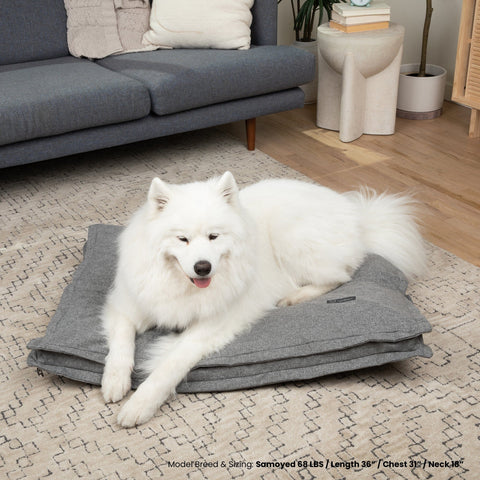 Grey Large Linen Pillow Dog Bed