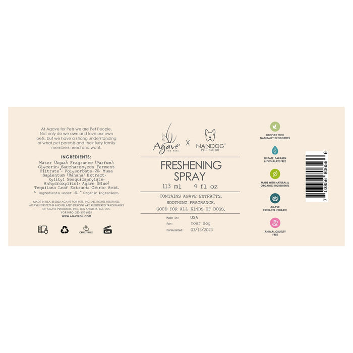 Nandog X Agave Oil for Pets Freshening Spray 4oz.