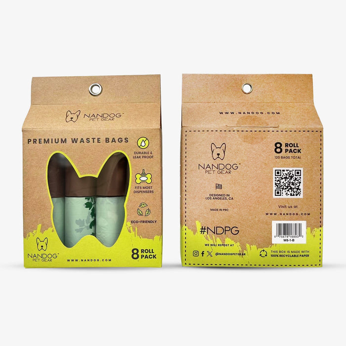 Poop Bags | 8 Rolls | Green Leaves