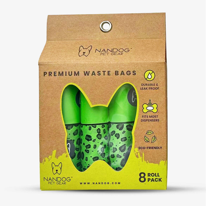 Poop Bags | 8 Rolls | Green Leopard