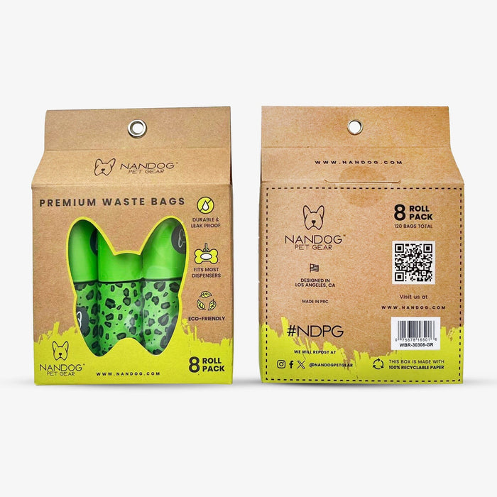 Poop Bags | 8 Rolls | Green Leopard