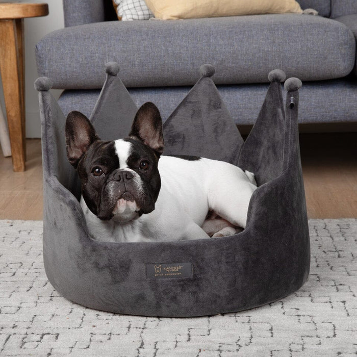 Crown Dog Cat Fun Bed Cloud Prive Collection Royal Dark Gray Nandog Pet Gear
