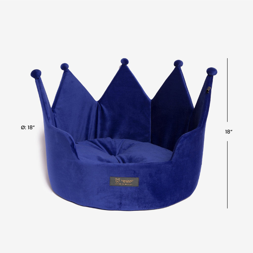 Crown Dog & Cat Bed Cloud Prive Collection - Royal Blue