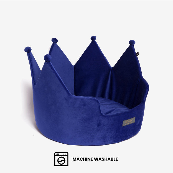 Crown Dog & Cat Bed Cloud Prive Collection - Royal Blue