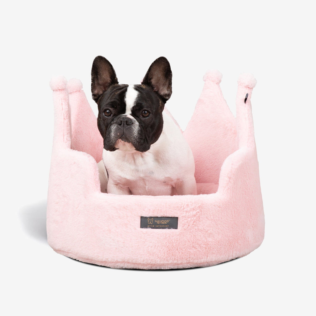 Crown Dog & Cat Bed Cloud Prive Collection - Royal Blush Pink