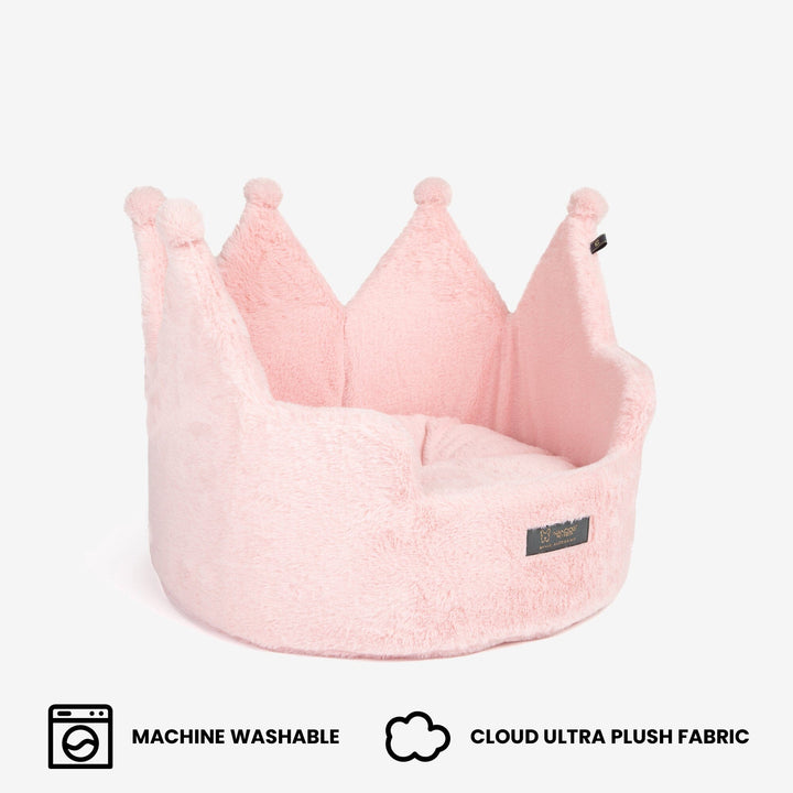Crown Dog & Cat Bed Cloud Prive Collection - Royal Blush Pink