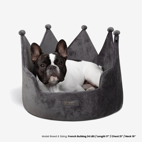 Crown Dog & Cat Bed Cloud Prive Collection - Royal Gray