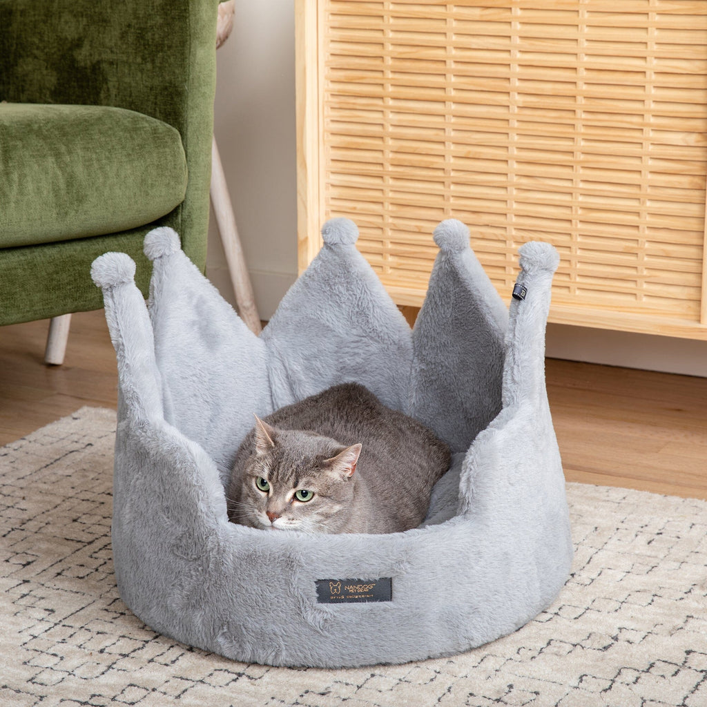 Crown Dog & Cat Bed Cloud Prive Collection - Royal Gray