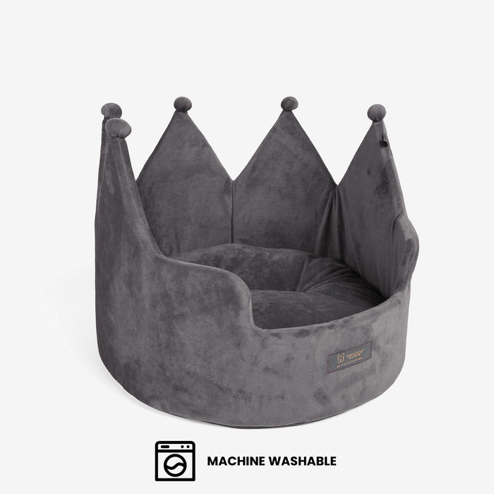 Crown Dog & Cat Bed Cloud Prive Collection - Royal Gray