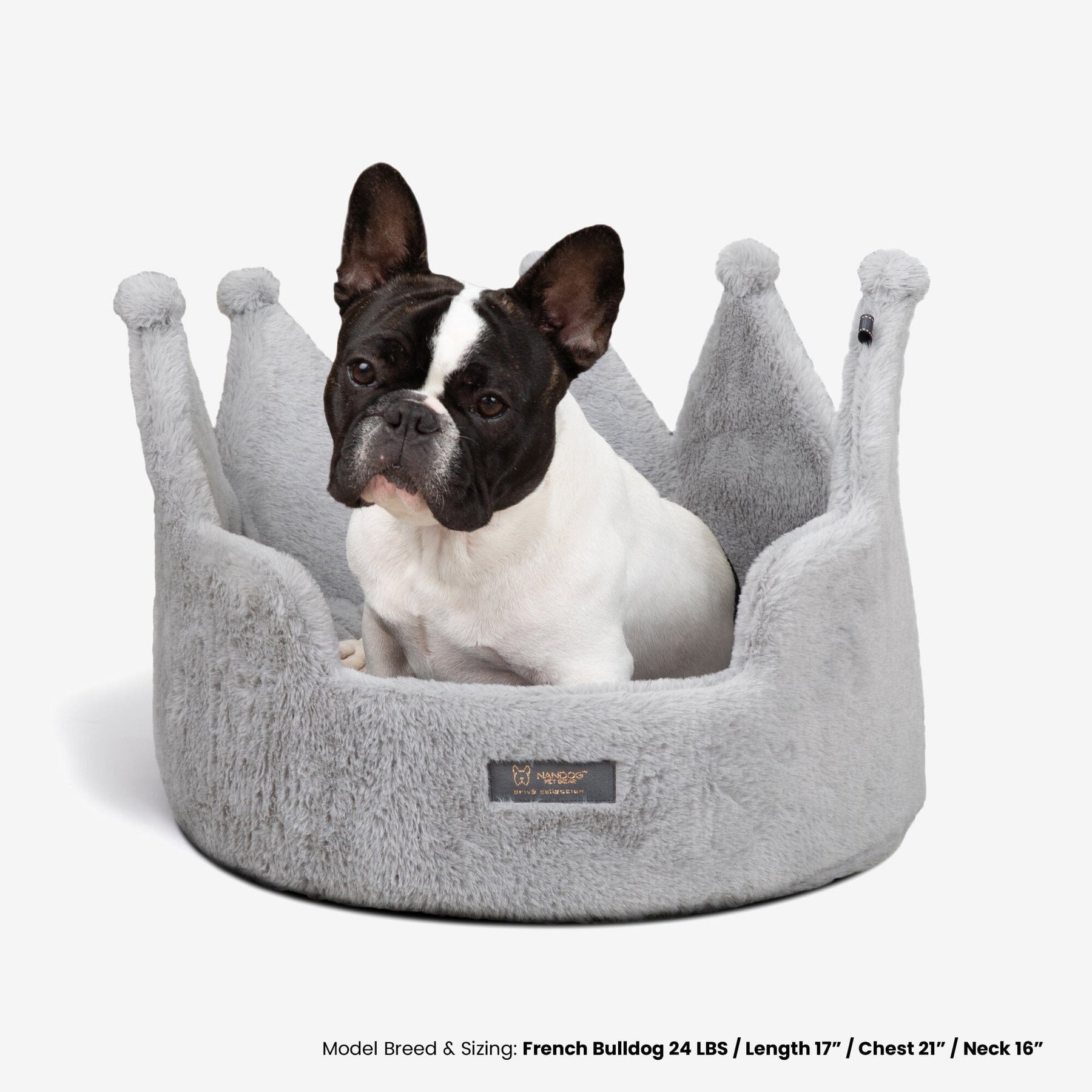 Crown Dog & Cat Fun Bed Cloud Prive Collection Royal Gray Nandog Pet Gear™