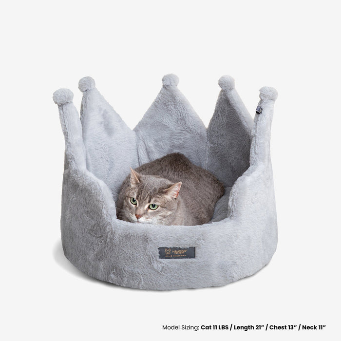 Crown Dog & Cat Bed Cloud Prive Collection - Royal Gray