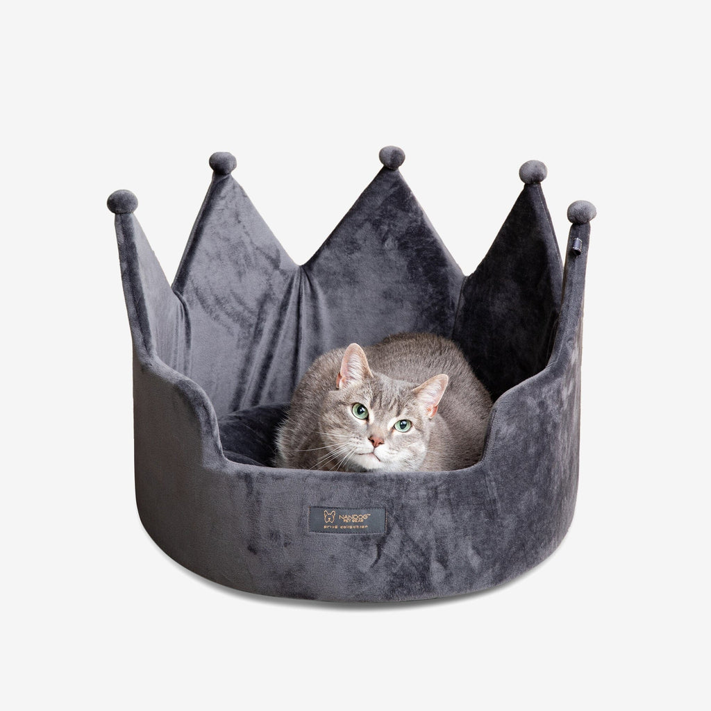 Crown Dog & Cat Bed Cloud Prive Collection - Royal Gray