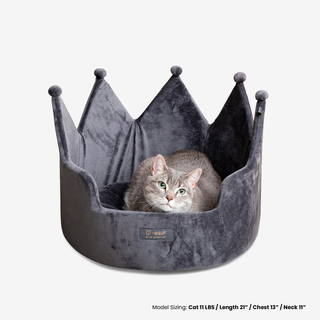 Crown Dog & Cat Bed Cloud Prive Collection - Royal Gray