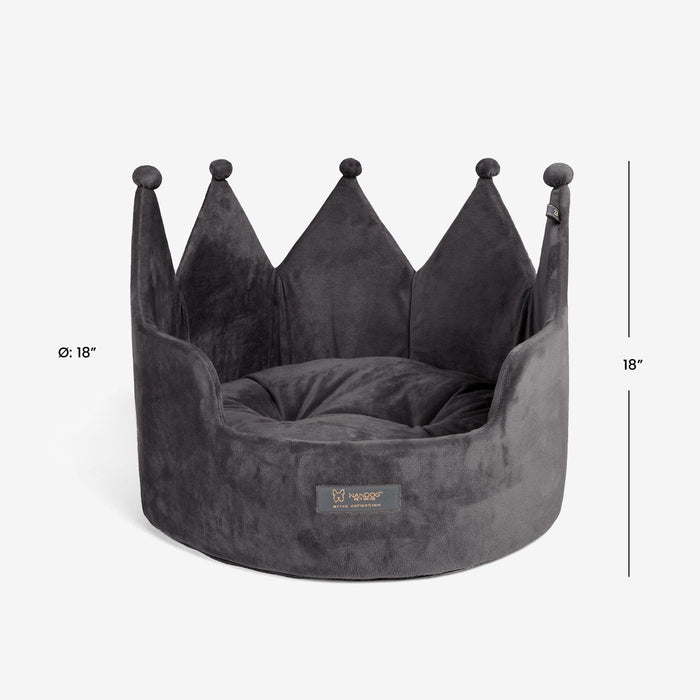Crown Dog & Cat Bed Cloud Prive Collection - Royal Gray