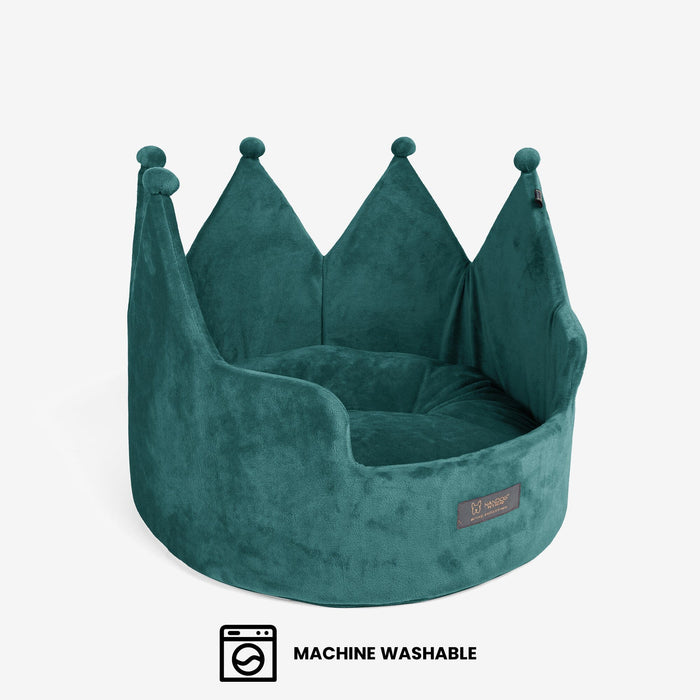 Crown Dog & Cat Bed Cloud Prive Collection - Royal Green