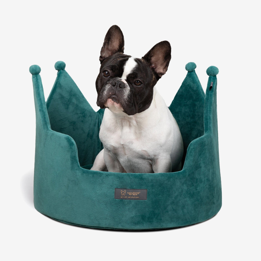 Crown Dog & Cat Bed Cloud Prive Collection - Royal Green