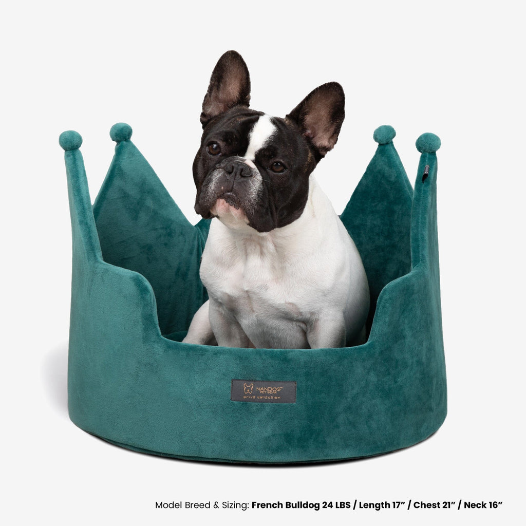 Crown Dog & Cat Bed Cloud Prive Collection - Royal Green