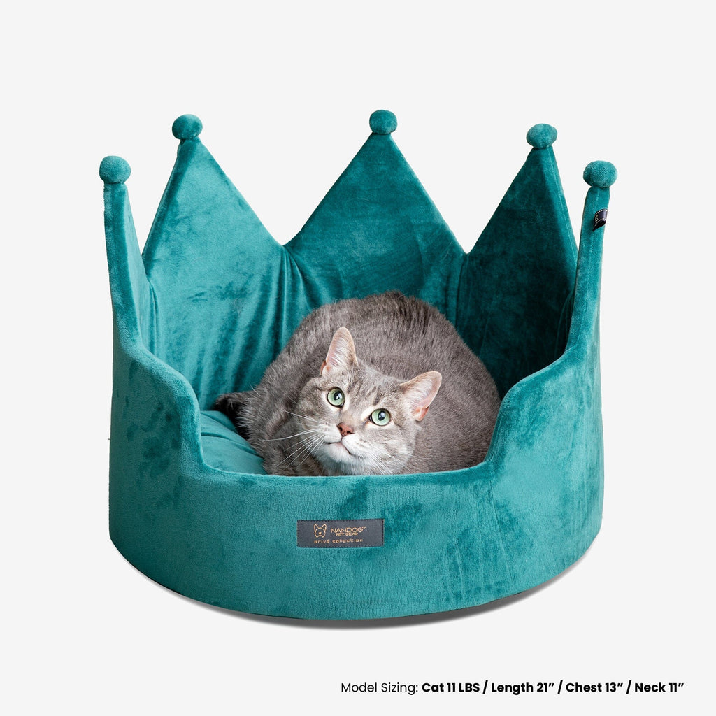 Crown Dog & Cat Bed Cloud Prive Collection - Royal Green