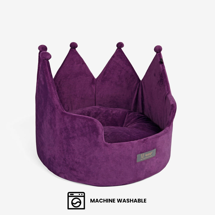 Crown Dog & Cat Bed Cloud Prive Collection - Royal Purple