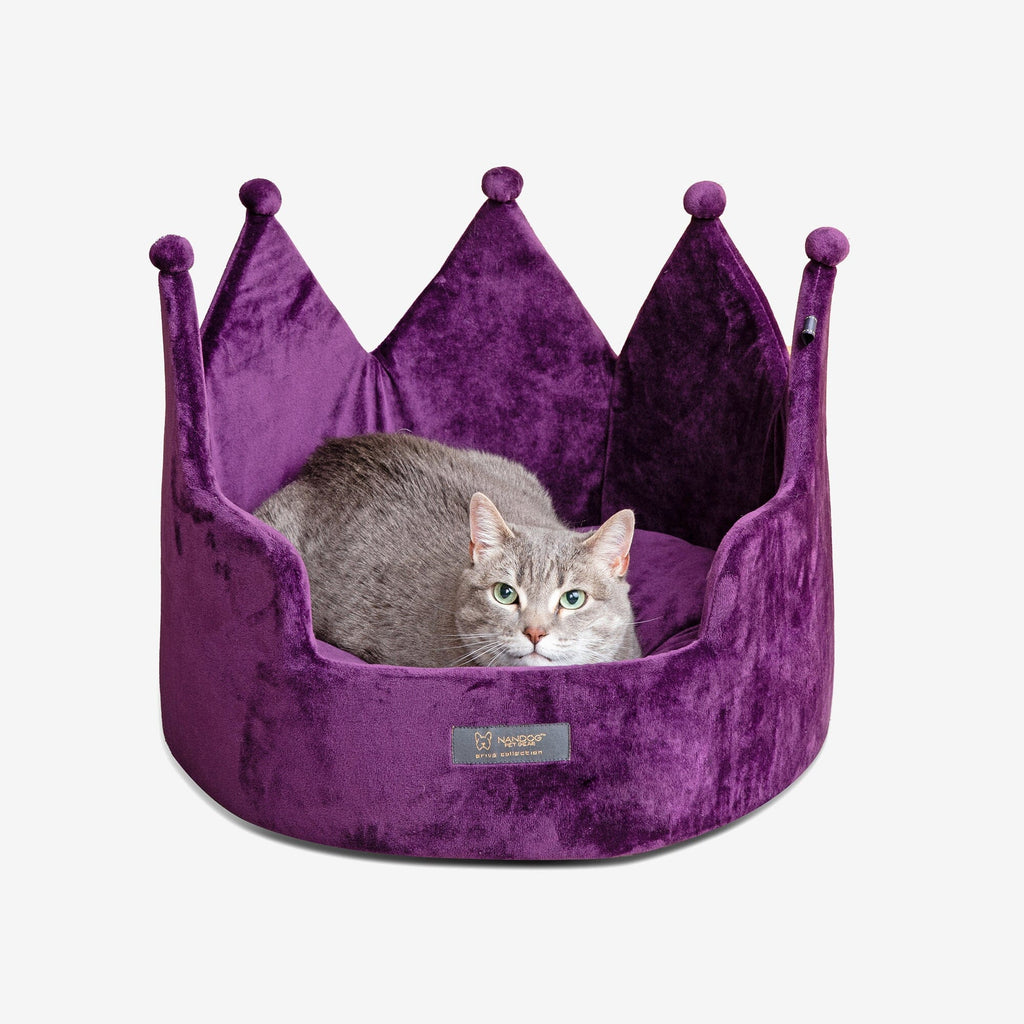 Crown Dog & Cat Bed Cloud Prive Collection - Royal Purple