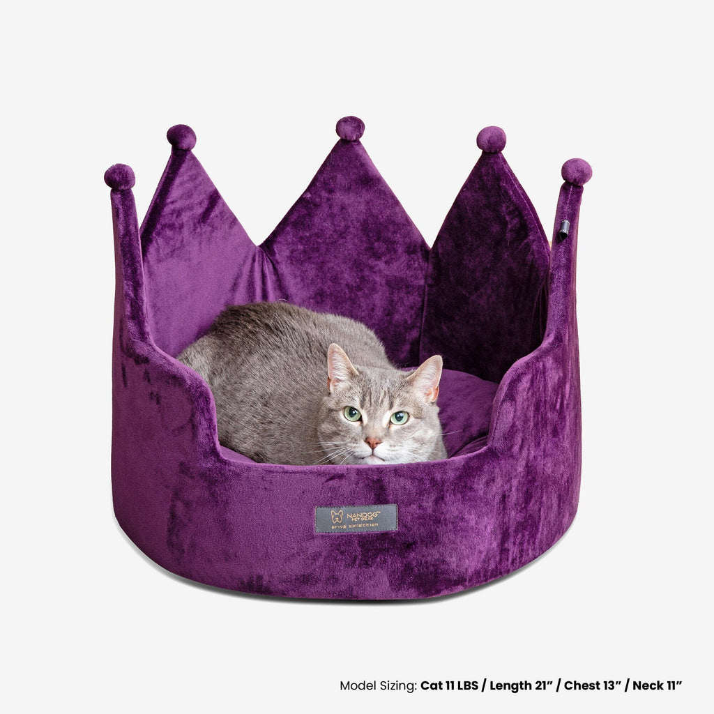 Crown Dog & Cat Bed Cloud Prive Collection - Royal Purple