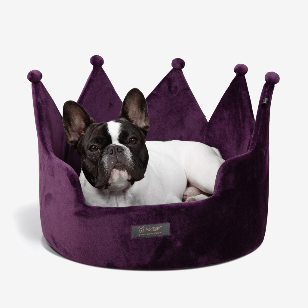 Crown Dog & Cat Bed Cloud Prive Collection - Royal Purple