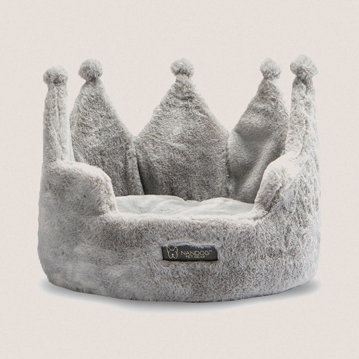 Crown Dog & Cat Bed - Grey