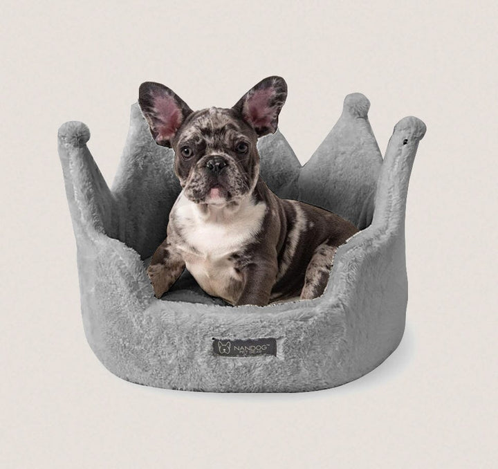 Crown Dog & Cat Bed - Grey