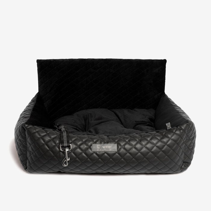 Dog Car Seat Bed Vegan Leather Prive Collection - Black