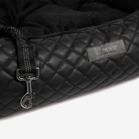 Dog Car Seat Bed Vegan Leather Prive Collection - Black