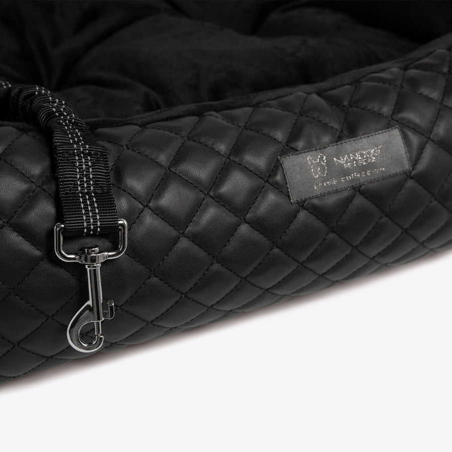 NANDOG Quilted Black Leather Dog Car Seat Safe Stylish Comfort Nandog Pet Gear