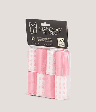 Pink and White Poop Bags (8-Pack)